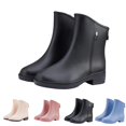 thumbnail image 2 of XIMIN Women's Ankle Boots Rainboots Rubber Shoes Mid Low Tube Rain Boots Non Slip Waterproof Footwear Water Boots Wash Rain Boots Outdoor Garden Shoes, 2 of 8