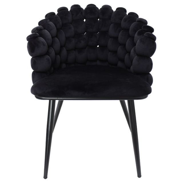 Silla Galerias El Triunfo Respaldo Diseño Bolas Terciopelo Negro Patas De Metal