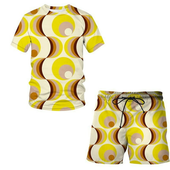 Sport Set for Mens,Men's Short Sleeve T Shirts and Shorts Set Tie Dye 3D Digital Printing Sportswear 2 Piece Tracksuit Summer Outfits