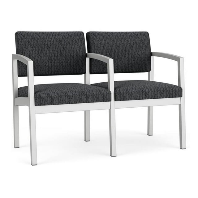 Lenox Chaise d'Attente de Réception en Acier à 2 Places / Acier Argenté / Gris Foncé