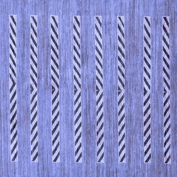 Ahgly Company Machine Washable Indoor Square Abstract Blue Modern Area Rugs, 8' Square