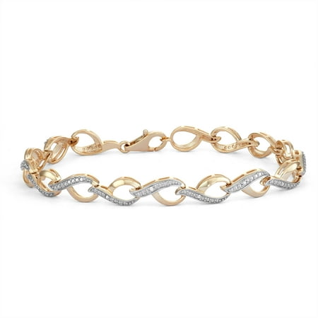 18kt Yellow Gold over Sterling Silver Diamond Accent Bracelet, 7.5