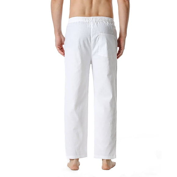 CEHVOM Men's Linen Loose Casual Elastic Waist Pants Yoga Pants Home Pants