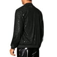 thumbnail image 3 of INSPIRE CHIC Sequin Varsity Jacket for Men's 70s Disco Zipper Party Glitter Shiny Bomber Jackets 2XL Black, 3 of 4