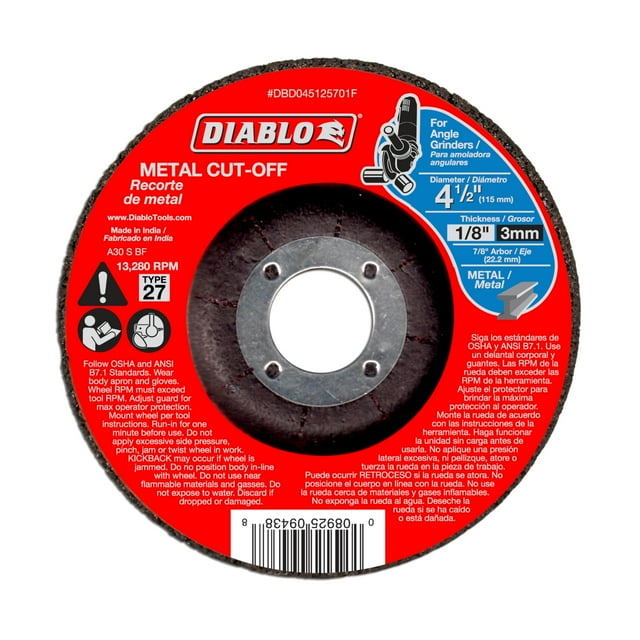 Disco de corte Diablo DBD045125701F de 11,5 cm y 3 mm de grosor