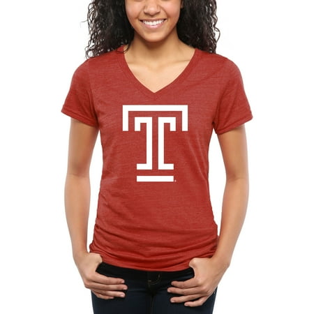 Temple Blend - Temple Owls Women's Classic Primary Tri-Blend V-Neck T-Shirt - Crimson