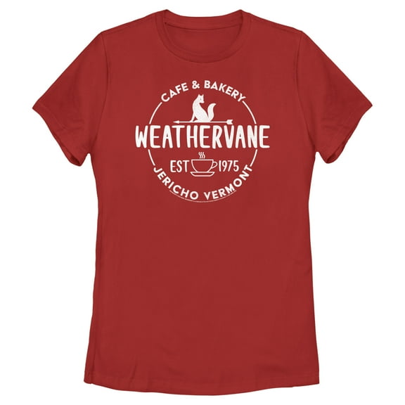 Women's Wednesday Weathervane Cafe Logo Graphic Tee Red Medium