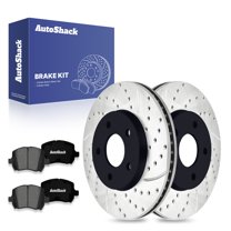 AutoShack 10.87" (276 mm) Front Vented Drilled & Slotted Brake Rotors E-Coated Premium Ceramic Brake Pads | Replacement for 2006-2011 Chevrolet HHR | 6-PC Brake Kit | ShadowGuard