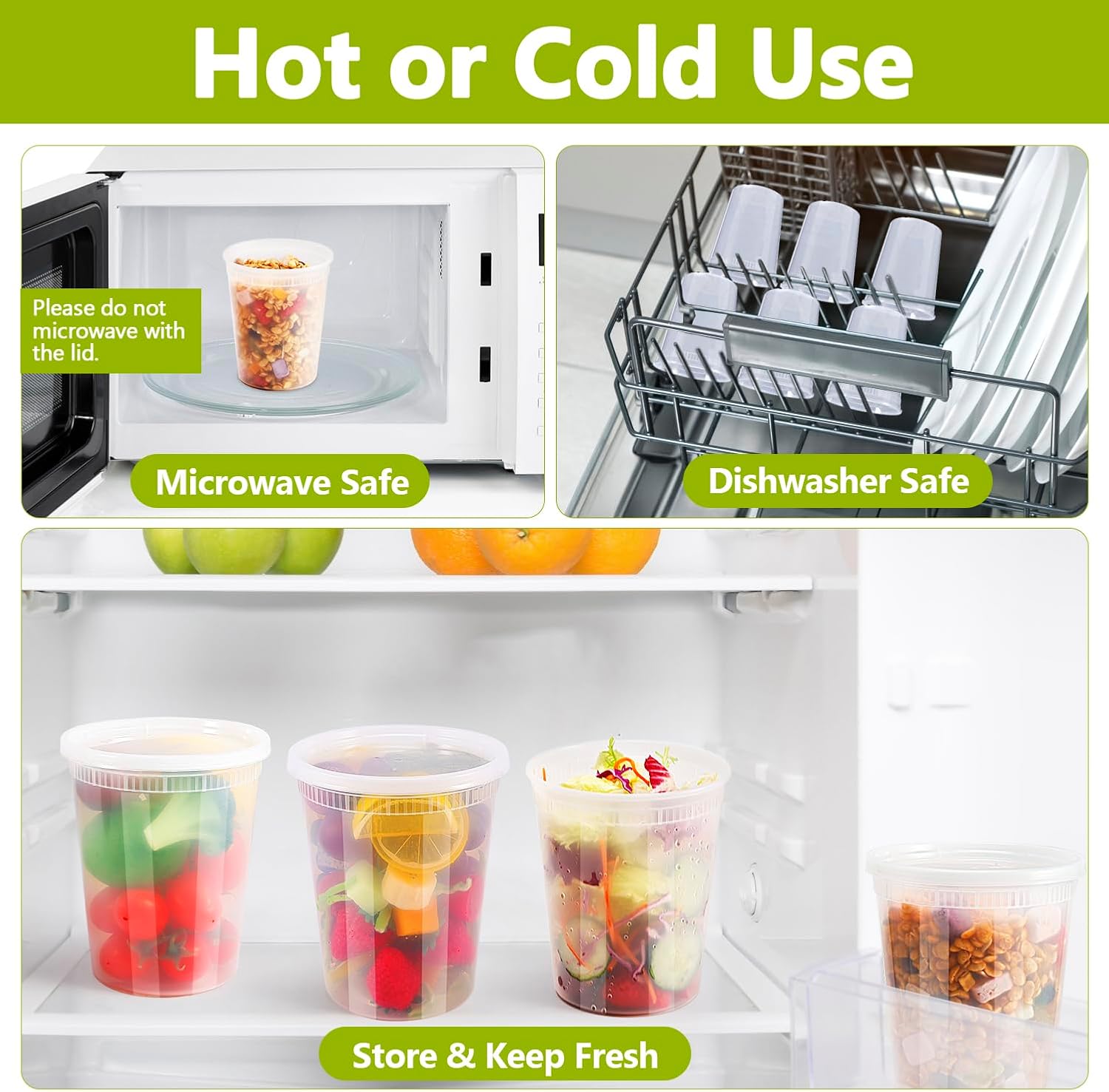 50 Pack Deli Containers with Lids,32oz Plastic Deli Food Storage Containers,Leak Proof Clear Soup Containers With Airtight Lids,Meal Prep Containers,Microwave Dishwasher Freezer Safe