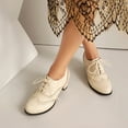thumbnail image 5 of YLYL Women's Wingtip Oxfords Shoes Chunky Mid Heel Lace up Vintage Dressy Brogues Pumps Shoes, 5 of 9