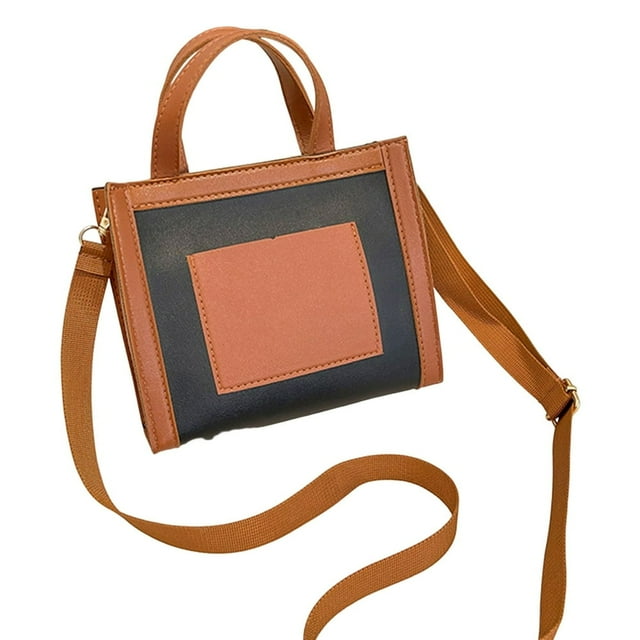 Women Handbag Large Capacity Contrast Color Buckle Closure Portable Handle Detachable Strap Daily Collocation Multi Purpose Women Faux Leather Tote Purpose Handbag Fashion Accessories