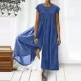 thumbnail image 2 of HBFAGFB Combinaison Femme Col Rond Manches Courtes Zippées Ample et Légère Bleu Taille TG, 2 of 5