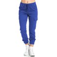 thumbnail image 1 of Pantalones cargo informales para mujer, pantalones holgados con cordón elástico de cintura media y bolsillo lateral, azul esmaltado L, 1 of 6
