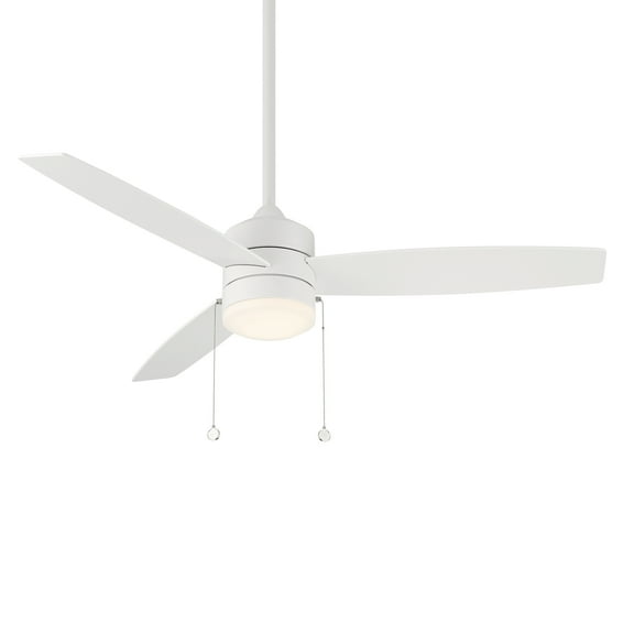Atlantis Indoor and Outdoor 3-Blade Pull Chain Ceiling Fan 52in Matte White with 3000K LED Light Kit