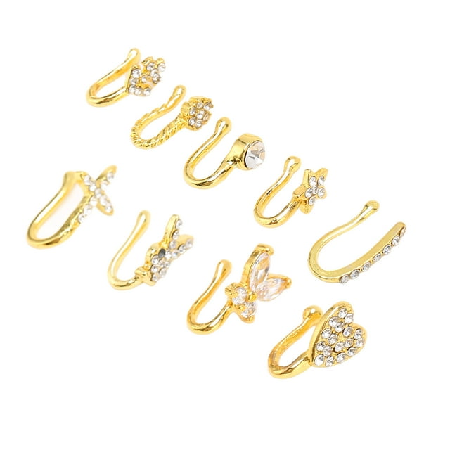 No Piercing Nose Clip Kit,9 Pcs Fake Nose Non Piercing Fake Nose Rings Faux Nose Rings Rapid Response