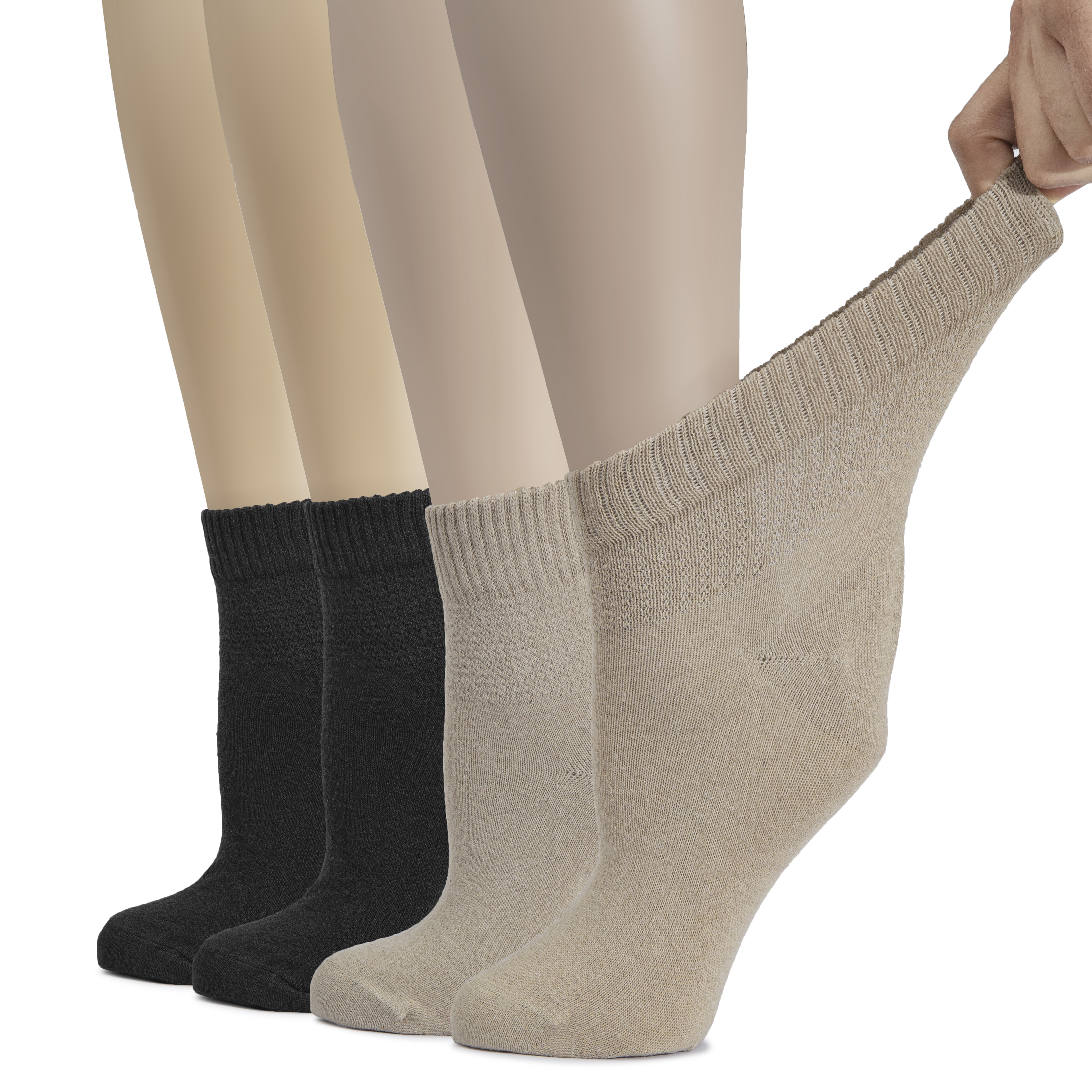 HUGH UGOLI Women's Cotton Diabetic Ankle Socks, Wide, Thin, Loose Fit