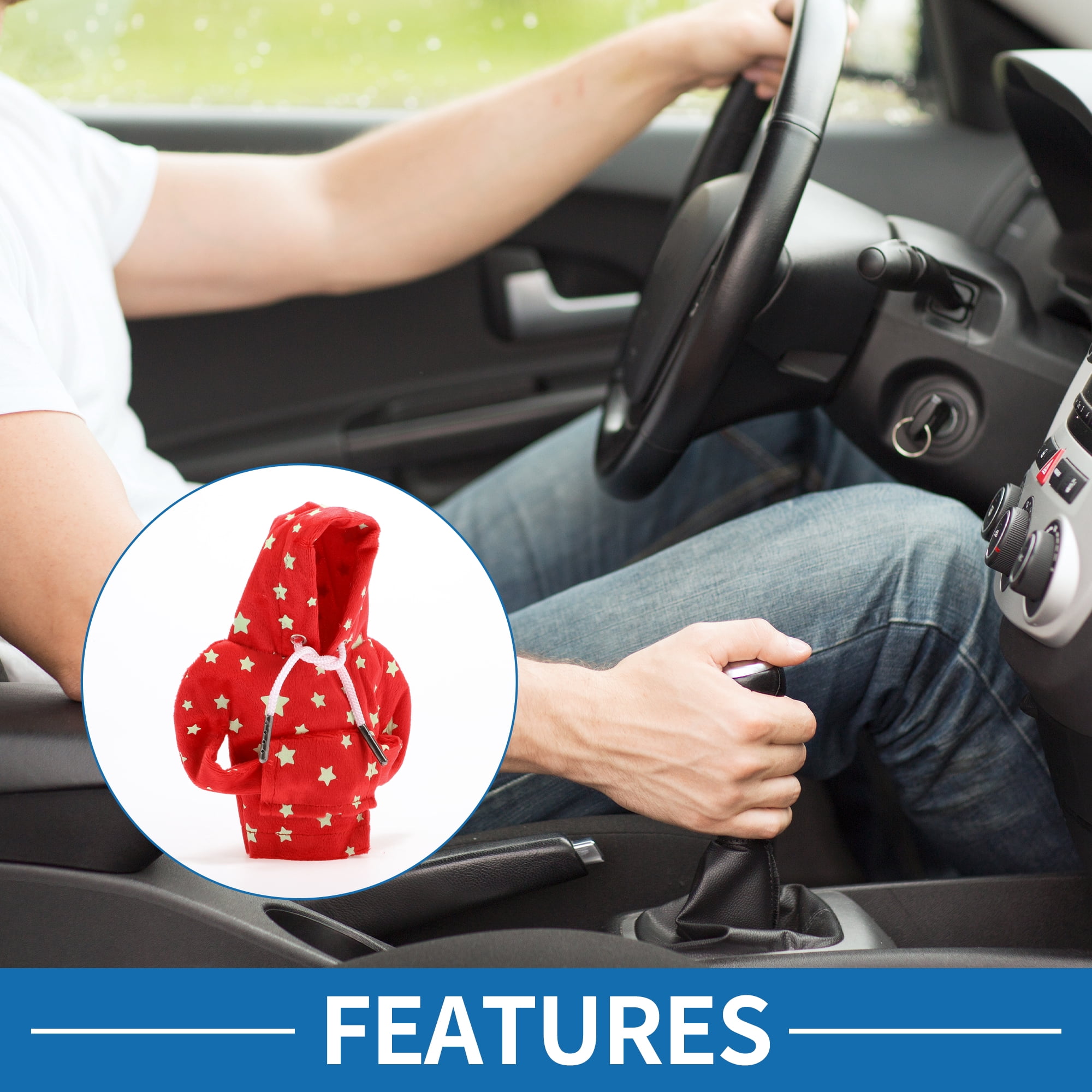 Unique Bargains Universal Shift Knob Cover Star Glow in the Dark for Car RV Truck Red
