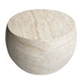 thumbnail image 3 of Oval Travertine Stone Finish Italian Design MgO Side Accent Table, 3 of 12
