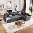 thumbnail image 1 of Chenille modular sofa with pull-out bed, 1 of 8