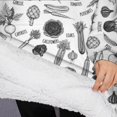 thumbnail image 3 of Oversized Wearable Blanket Hoodie,White Vegetable Pattern Sherpa Blanket Hoodie with Super Pockets,Super Warm Fuzzy Pullover for Women & Men, 3 of 6