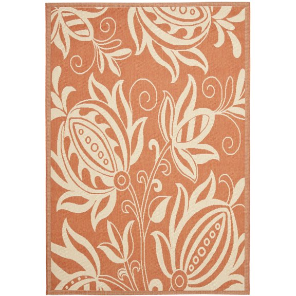 Safavieh Courtyard Crystal Floral Indoor/Outdoor Area Rug, Terracotta/Natural, 6'7" x 9'6"
