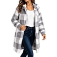 thumbnail image 4 of Xaqiouau Womens Plaid Sherpa Jacket Fleece Hooded Coat Zip Up Long Sleeve Buffalo Check Teddy Jacket Warm Winter Outerwear with Pockets, 4 of 6