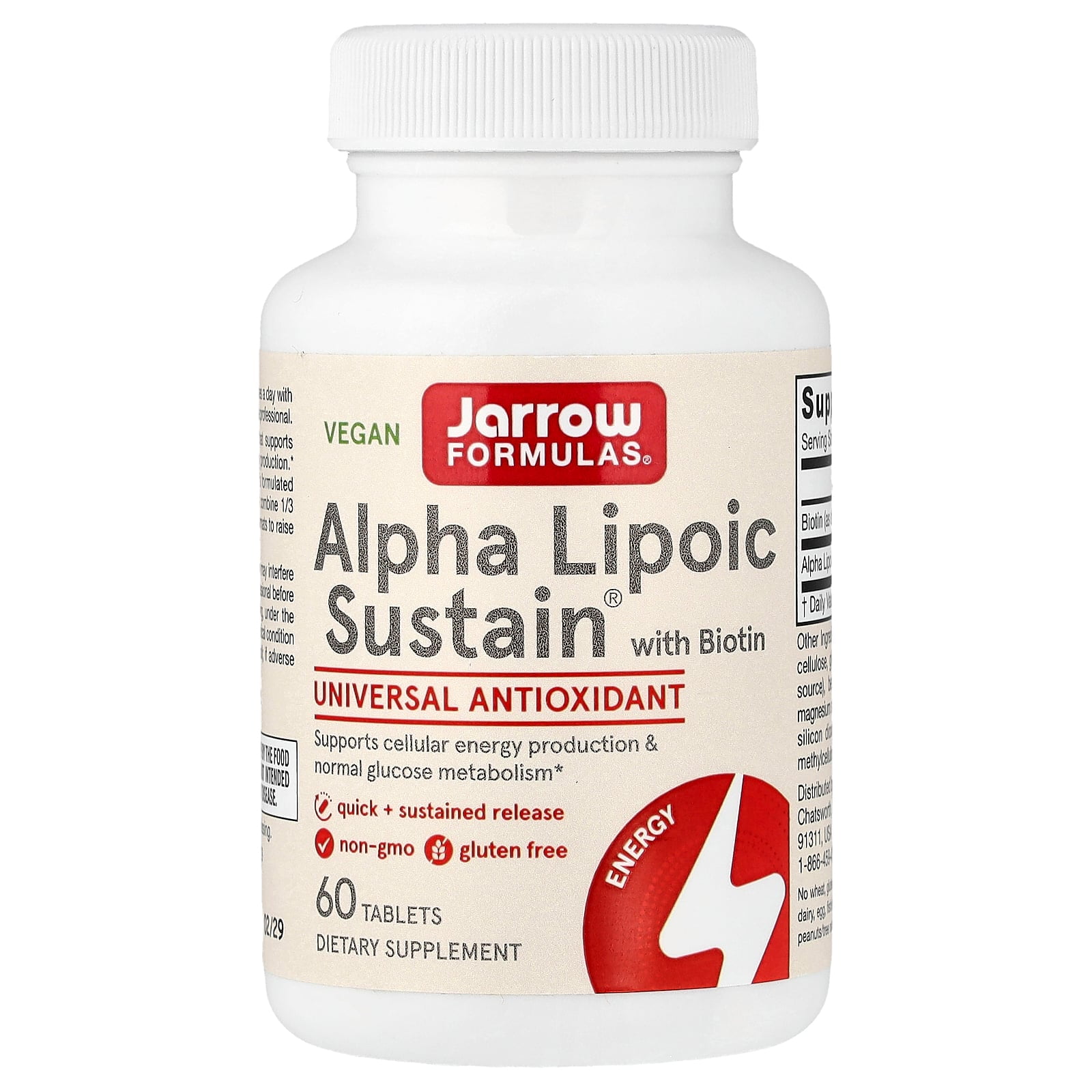 Jarrow Formulas Alpha Lipoic Sustain, Promotes Glutathione* & Antioxidant Status*, 300 mg, 60 Sustain Tabs