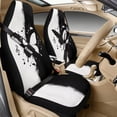 thumbnail image 2 of Xixirimido Butterfly Music Notes Black White Print Car Seat Cover Set of 5 Pieces Front Seat Covers with Matching Seat Belt and Center Console Covers PU Leather Fits Most Vehicles, 2 of 8