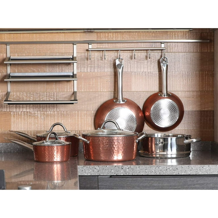 MF Studio 15 Pieces Cookware Set Granite Nonstick Pots and Pans Dishwasher  Safe Black