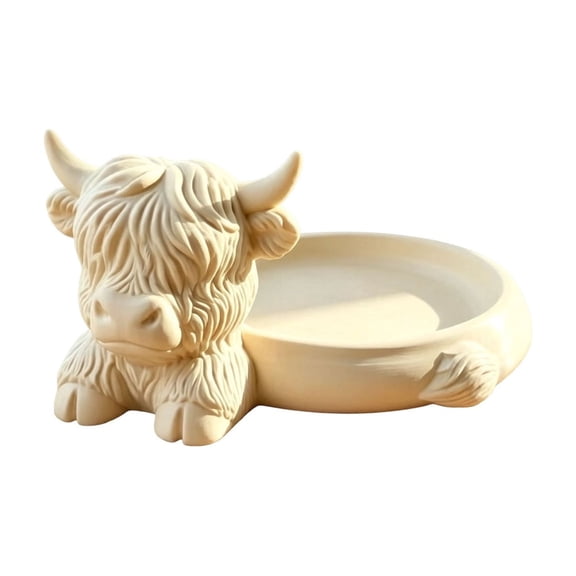 Highland Cow Decorative Storage Tray, Decorative Animal Key Coin Jewelry Organizer Dish, Lightweight Catchall Container for Entryway Office Desk Vanity Tabletop Decor