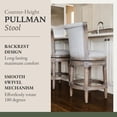 thumbnail image 5 of Maven Lane 26" Counter Height Bar Stool - Handcrafted Swivel Bar Stool with Reclaimed Oak Finish and Ash Grey Fabric Upholstery - Bring Seamless Style and Comfort to Kitchen Islands and Dining Spaces, 5 of 7