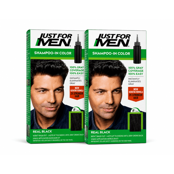 Just For Men Hair Color Real Black Cream, 1 Each 2 Pack
