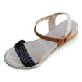 thumbnail image 3 of Rokment Women's Woven Braided Leather Wedge Dressy Sandals Beach Trendy Casual Open Toe Espadrilles Platform Chunky High Heels Comfortable Ankle Strap Walking Summer Shoes for Woman Black Size 6.5, 3 of 9