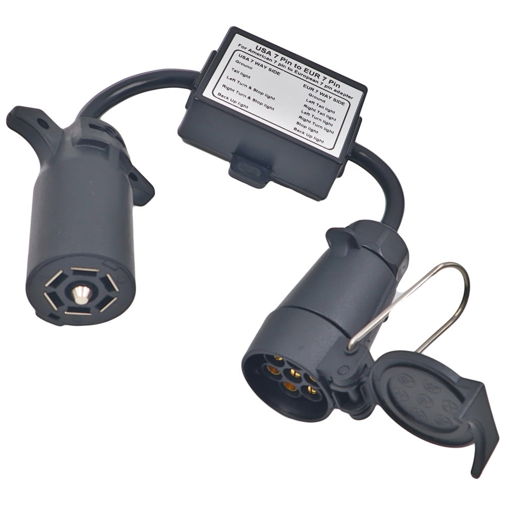 FYUU US 7Way Blade Socket to EU 7Pin Round Plug Trailer Light