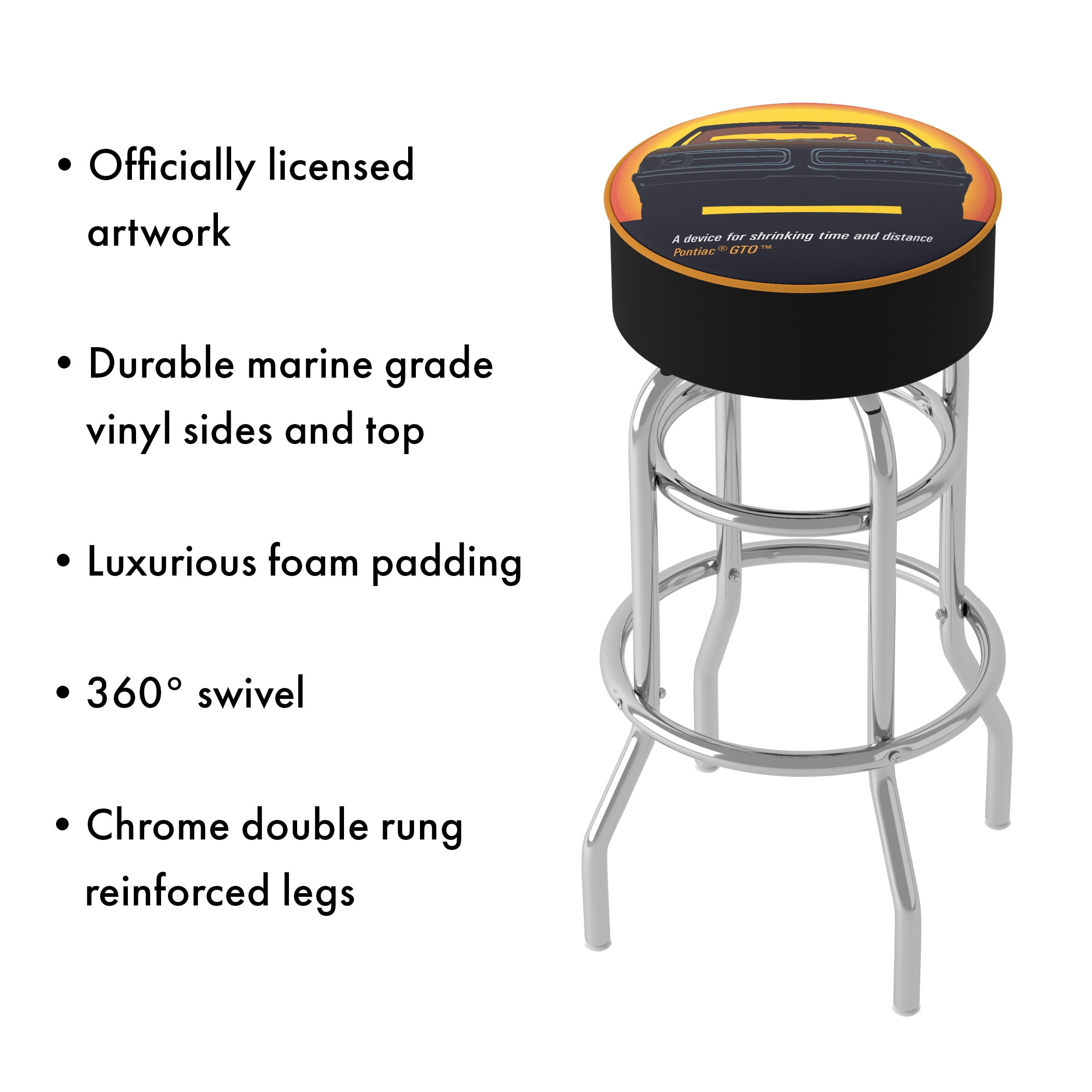 Trademark Gameroom Pontiac GTO - Time & Distance Bar Stool with Padded Seat