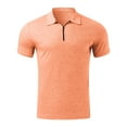 thumbnail image 4 of Baqcunre Polo Shirts For Men Male Zipper Short Sleeve Top Tie Dye Solid Color Lapel Lightweight Breathable Short Sleeve T Shirt Sweatshirts For Men Tops For Men Orange XXL, 4 of 5