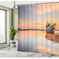 thumbnail image 5 of Ambesonne Nautical Shower Curtain, Boat on Beach Dusk, 69"Wx75"L, Blue Peach, 5 of 5