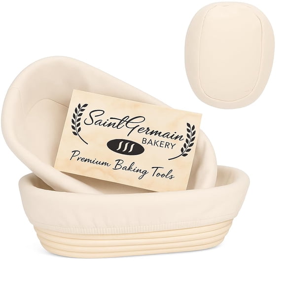 Canasta banneton para pan Saint Germain Bakery 25 cm ovalada, paquete de 2