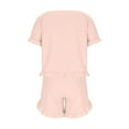 thumbnail image 5 of Pajamas for Women Set Evening Lounge Womens Pajama Sets Crew Neck Soft Pj Set Short Sleeve Shirts Matching Pjs for Couples Light Pink, 5 of 7