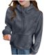 thumbnail image 2 of Abrigo y chaquetas informales con capucha de manga larga para mujer, abrigo de invierno informal cálido con media cremallera y bolsillo de color liso, 2 of 4