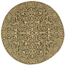 SAFAVIEH Chelsea Aragon Geometric Borders Wool Area Rug, Light Green, 8' x 8' Round