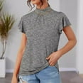 thumbnail image 2 of HAPIMO Summer Shirts for Women O-Neck Pullover Slim Fit Blouses Solid Color Print Tops Dressy Casual T-Shirts Short Sleeve Ruffle Tees Gray XL, 2 of 4
