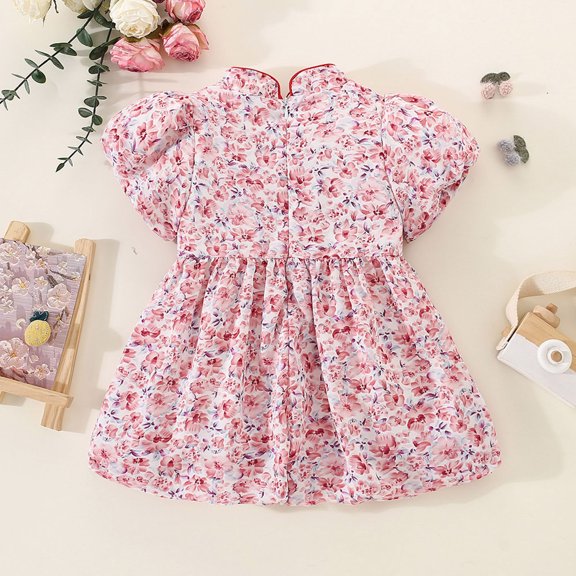 Vedolay Dress Flower Girl Dress Toddler Dresses Vintage Rustic Dress Baby Girl Baptism Dress,Pink 18-24 Months