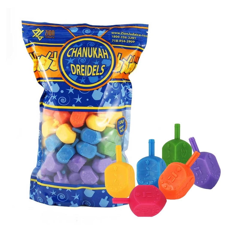 Zion Judaica Plastic Dreidels, 100-Pack, Hebrew & English photo 6