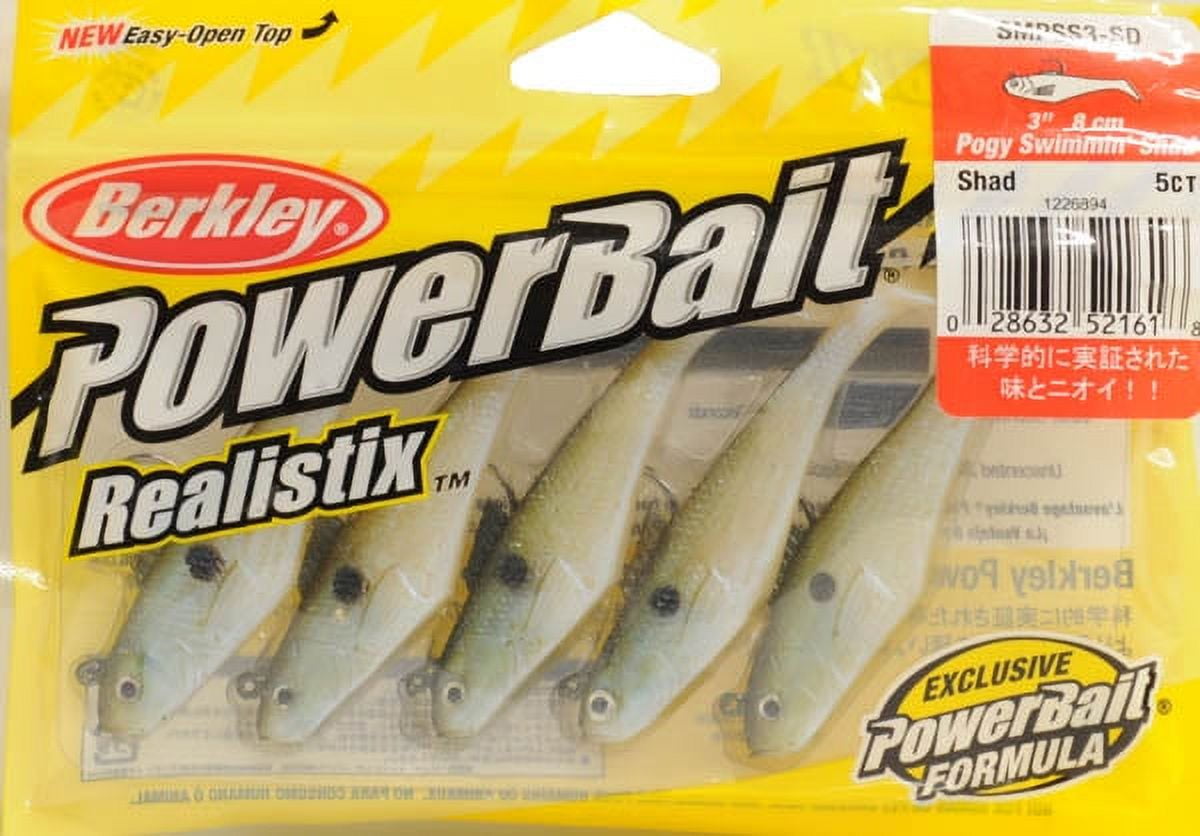 (2 pack) Berkley PowerBait Pogy Swim Shad Fishing Soft Bait