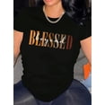 thumbnail image 1 of Camiseta "Blessed" para mujer, informal, de manga corta (1 unidad), 100 % algodón grueso, cuello redondo cómodo, camisetas suaves y adorables, camisetas informales., 1 of 6