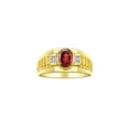 thumbnail image 1 of RYLOS Men's Rings Yellow Gold Plated Silver Rings Classic Designer Style 8X6MM Oval Gemstone & Diamond Ring Garnet Birthstone Rings For Men Size 11, 1 of 7