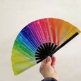 thumbnail image 4 of Folding Fan Sturdy Fan Bone Exquisite Pattern Bright Color Glow in The Dark Festival Performance Party Supply, 4 of 9