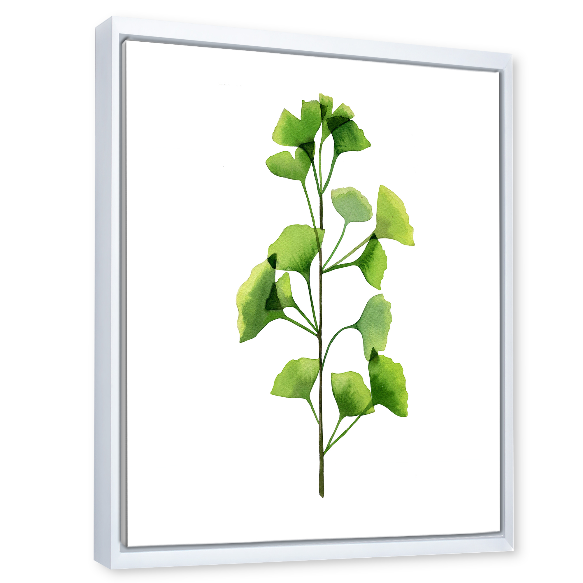 Designart 'Green Field Plant Foliage Branch' Farmhouse Framed Canvas Wall Art Print