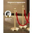 thumbnail image 2 of VEVOR 4 Pcs Gold Stanchion Post 2 Red Velvet Ropes Sand Injection Hollow Base, 2 of 9